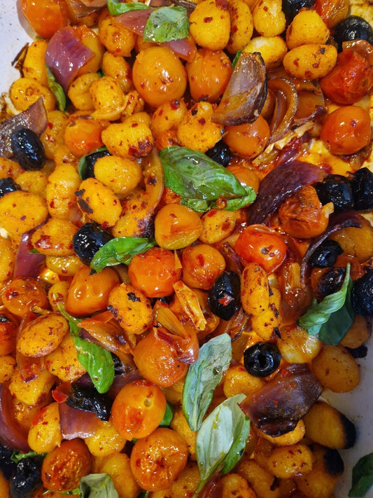 Easy gnocchi with black olives recipe using Moroccan black olives