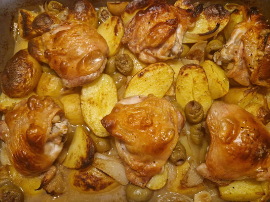 North African Traybake - Green olives