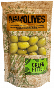 Green Pitted Olives in Packaging by West Country Olives