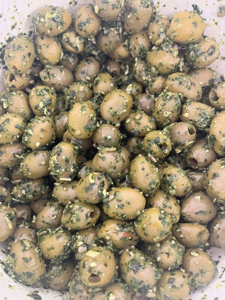 Basil Pesto Olives